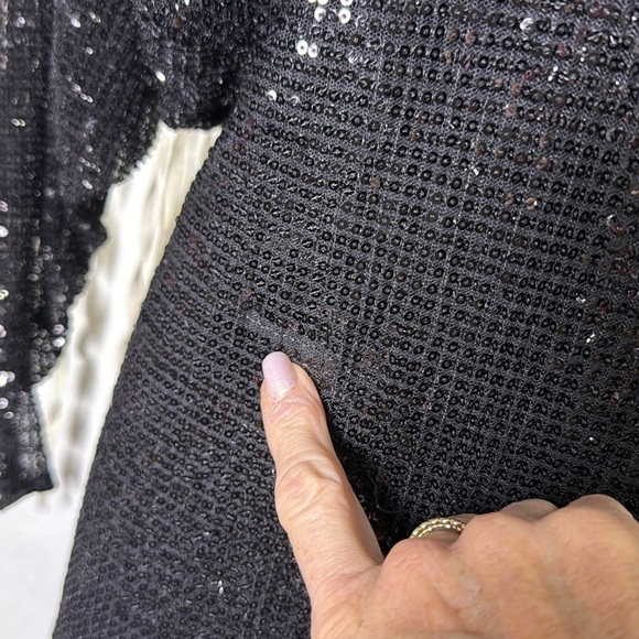 ASTR Black Dolman Sleeve Sequined Mini Dress with Open Back Size Small - Picture 12 of 16